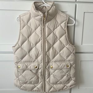 JCrew cream vest with gold accents